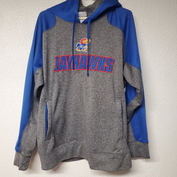 Mens NCAA Kansas Jayhawks Blue and Gray Hoodie with Logo - Size XL - Picture 1 of 6